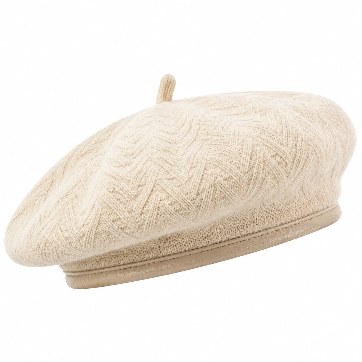 Béret taille unique en maille crème style classique