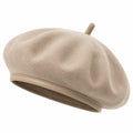 Béret taille unique en tissu doux beige style classique