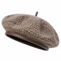 Béret taille unique en tissu chiné marron style classique