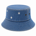 Chapeau bob taille unique en denim bleu à étoiles brodées respirant