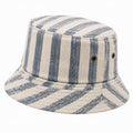 Chapeau bob taille unique en tissu rayé bleu et écru - respirant style décontracté