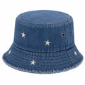 Chapeau bob taille unique en denim bleu à étoiles brodées style décontracté
