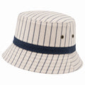Chapeau bob taille unique en tissu écru rayé bleu marine style décontracté