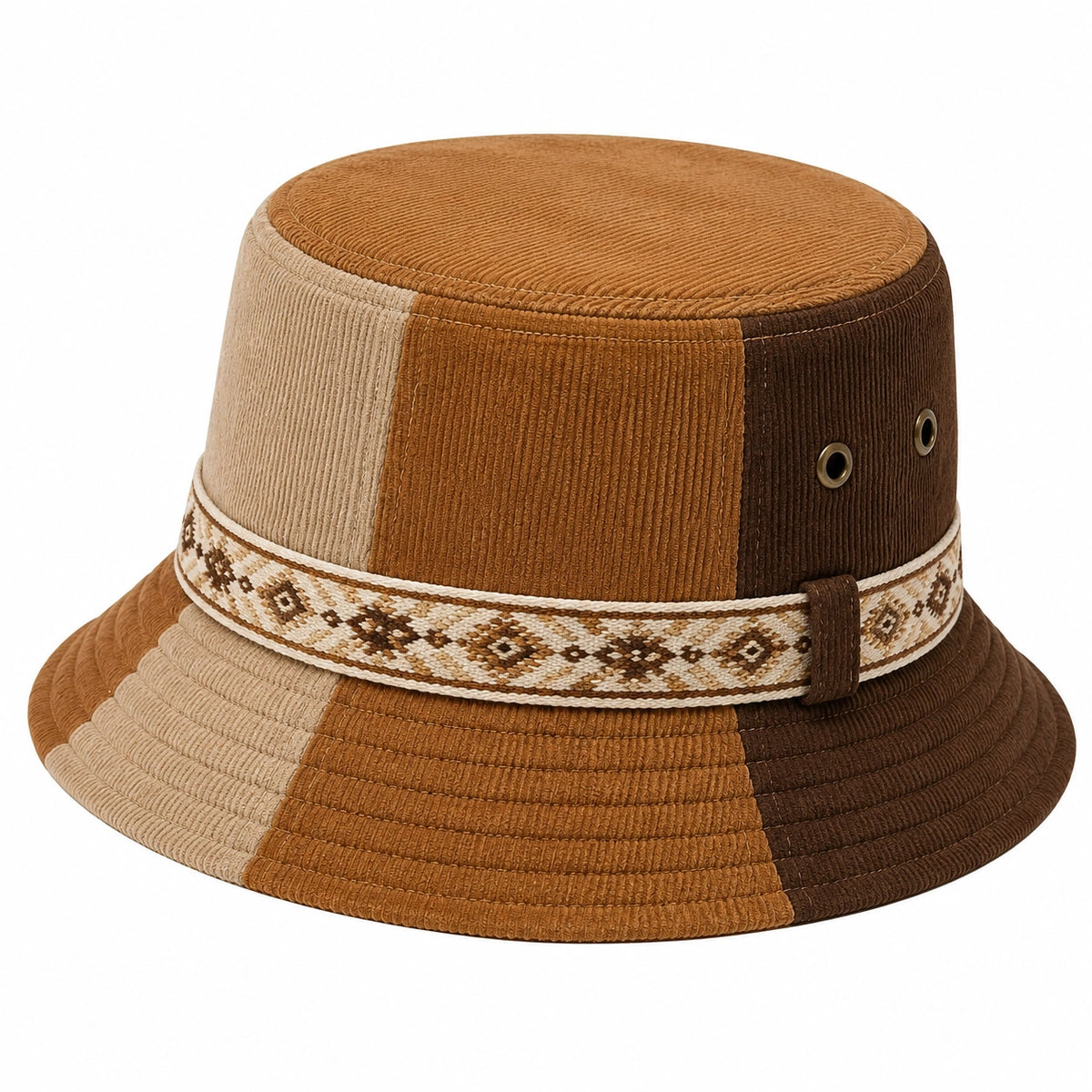 Chapeau bob taille unique en velours côtelé marron beige à motif tissé style décontracté