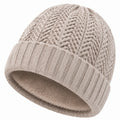 Bonnet taille unique en maille beige doublé chaud style torsadé