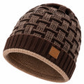 Bonnet taille unique en maille marron beige doublé polaire style torsadé