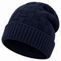 Bonnet taille unique en maille bleu marine à revers pour adulte style côtelé