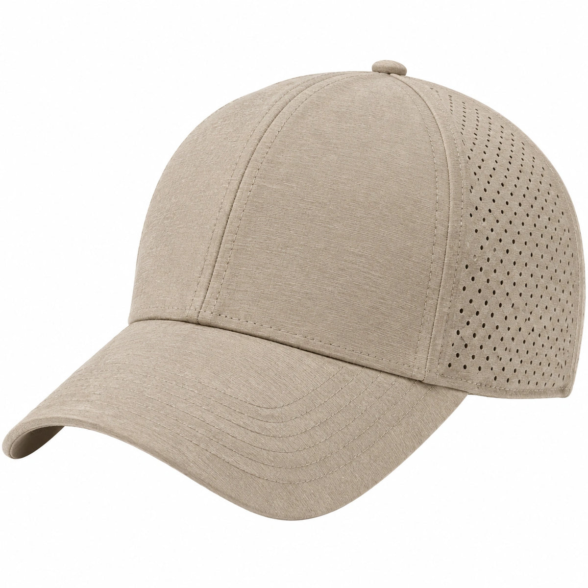 Casquette taille unique en tissu beige - visière courbée et panneaux perforés
