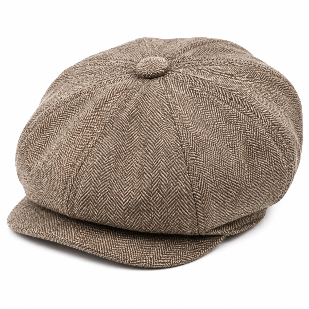 Casquette plate taille unique en tissu texturé marron style gavroche