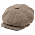 Casquette plate taille unique en tissu texturé marron style gavroche