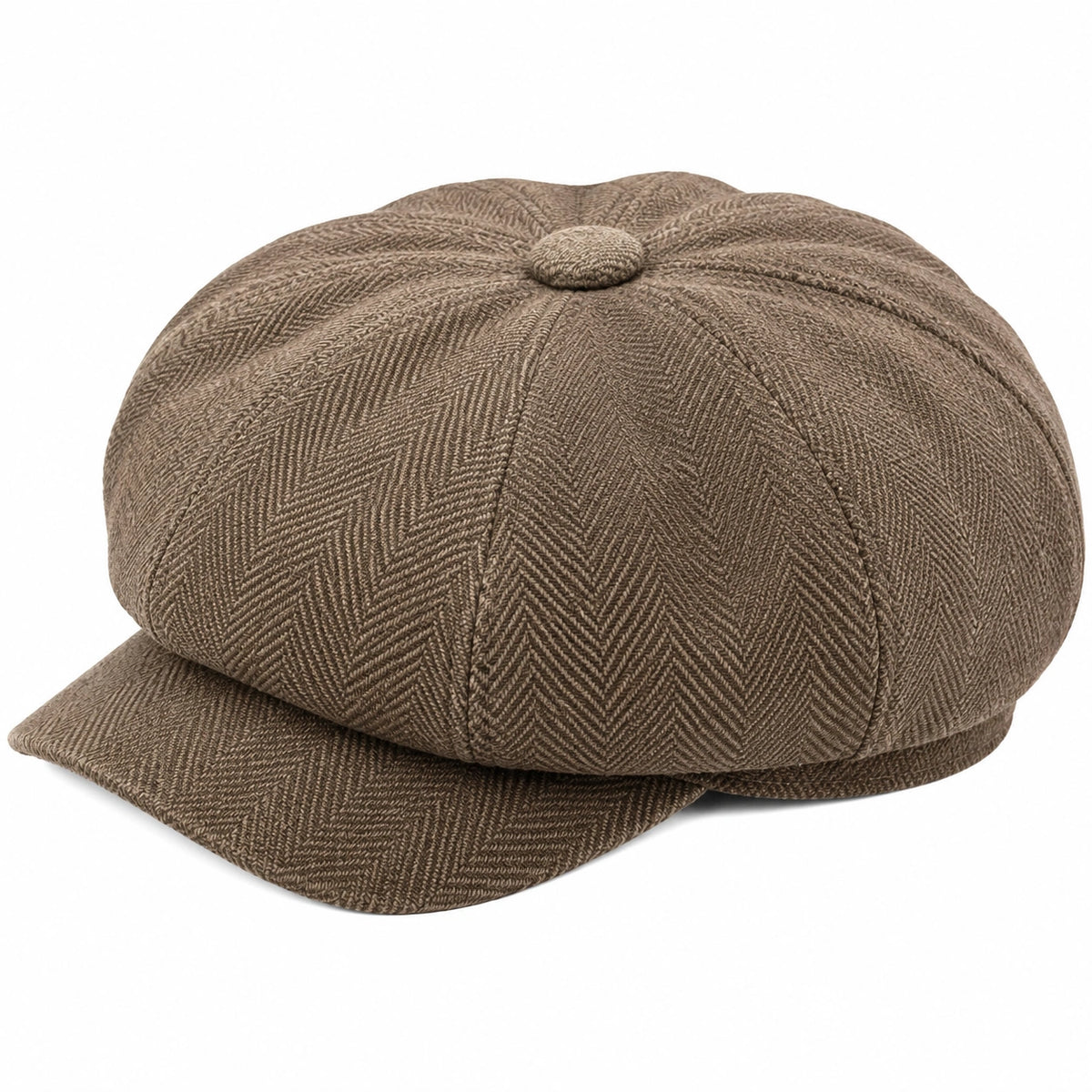 Casquette gavroche taille unique tissu brun à chevrons style classique