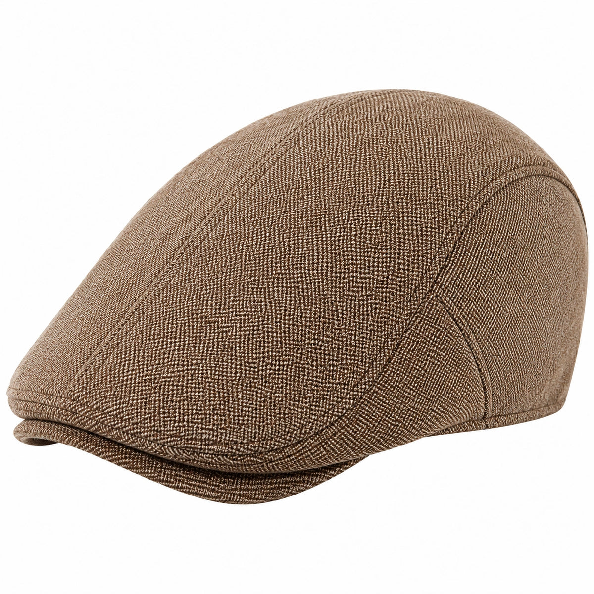 Casquette plate taille unique en tissu texturé marron style classique