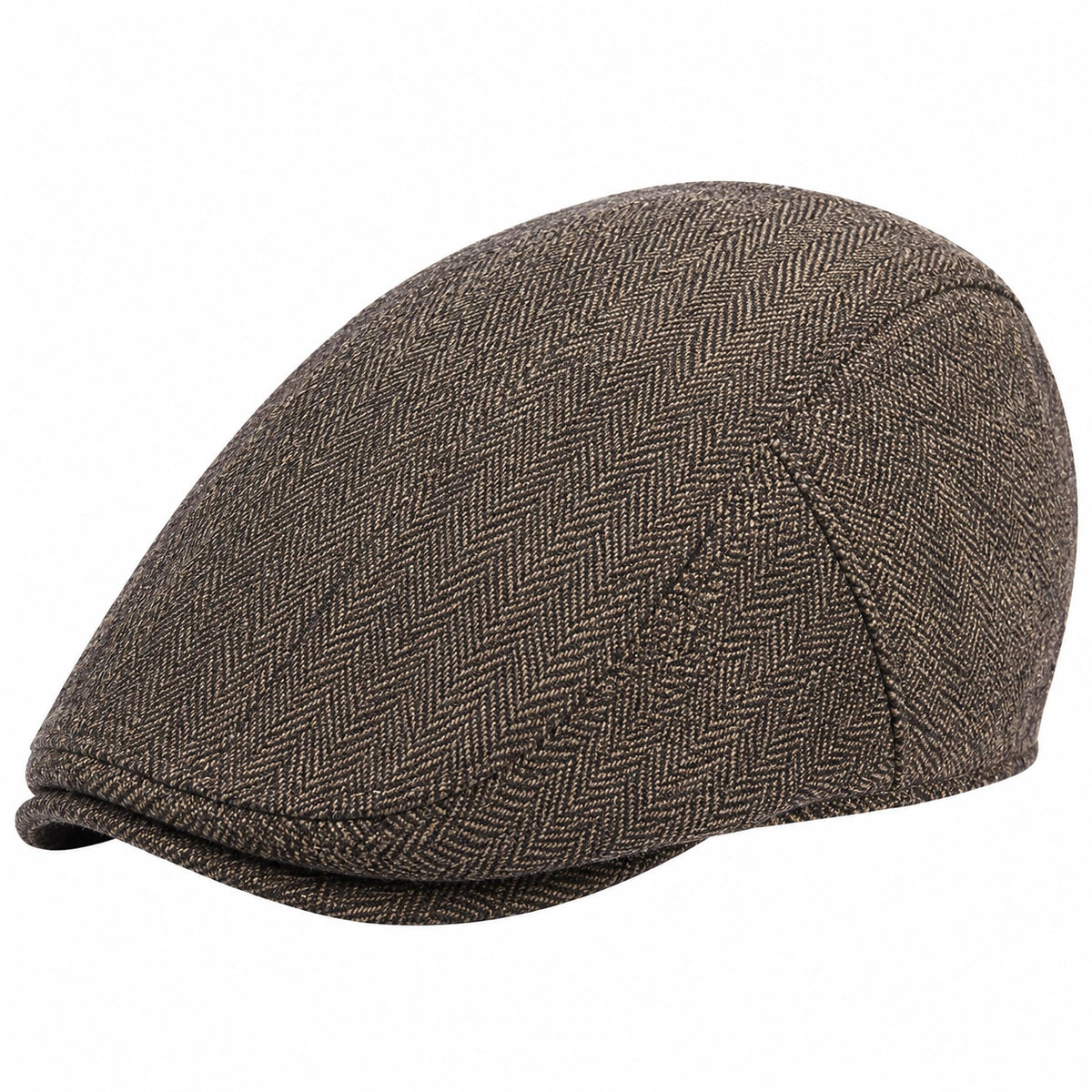 Casquette plate taille unique en tissu marron chiné style classique