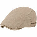 Casquette plate taille unique en tissu tissé beige réglable