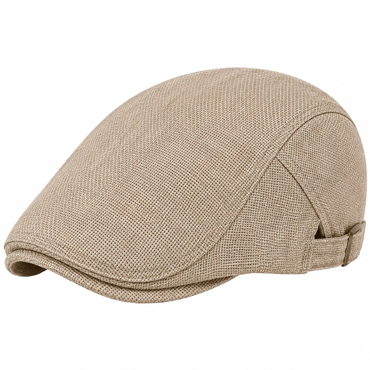 Casquette plate taille unique en tissu tissé beige réglable