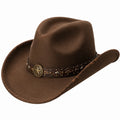 Chapeau taille unique brun en textile effet daim à bord large décoré
