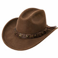 Chapeau cowboy taille unique en textile aspect suédé marron style western