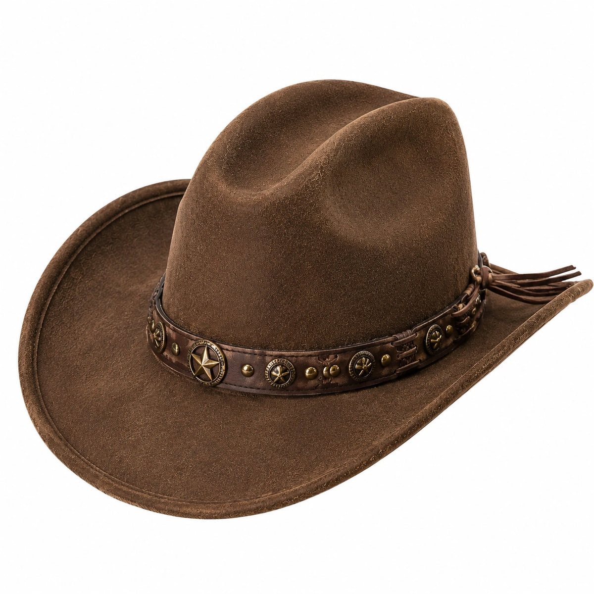 Chapeau cowboy taille unique en textile aspect suédé marron style western