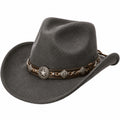 Chapeau cowboy taille unique gris anthracite en feutre synthétique avec bande décorative style western