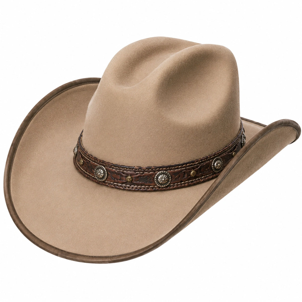 Chapeau cowboy taille unique beige effet suédine style western