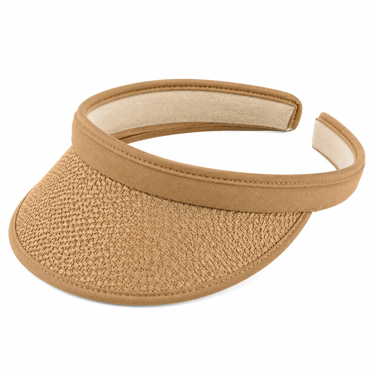 Visière solaire taille unique en fibres tressées beige - protection légère style estival